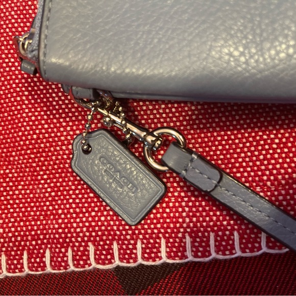 Flawless, baby blue leather, large Coach wristlet. - Picture 5 of 8